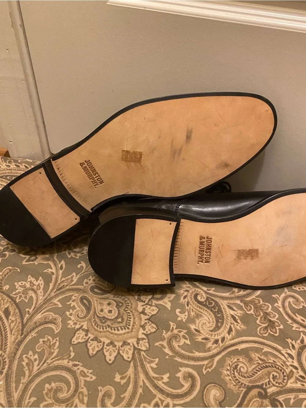 Johnston & Murphy Black Cap-Toe Derby Dress Shoes